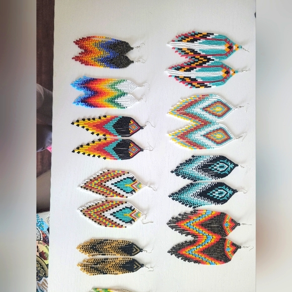 Boho Handmade Beaded Earrings - Picture 2 of 2